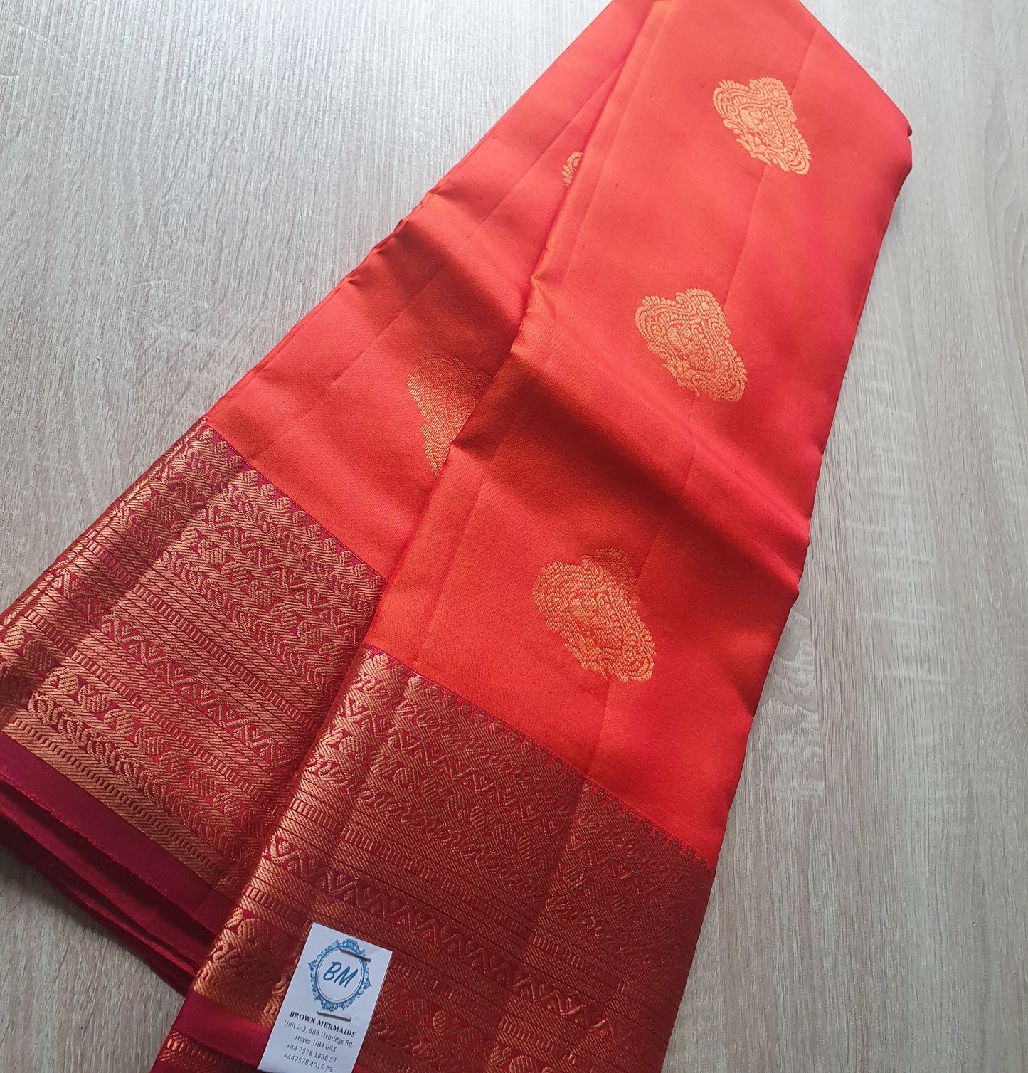 CORAL ORANGE KANJIPURAM