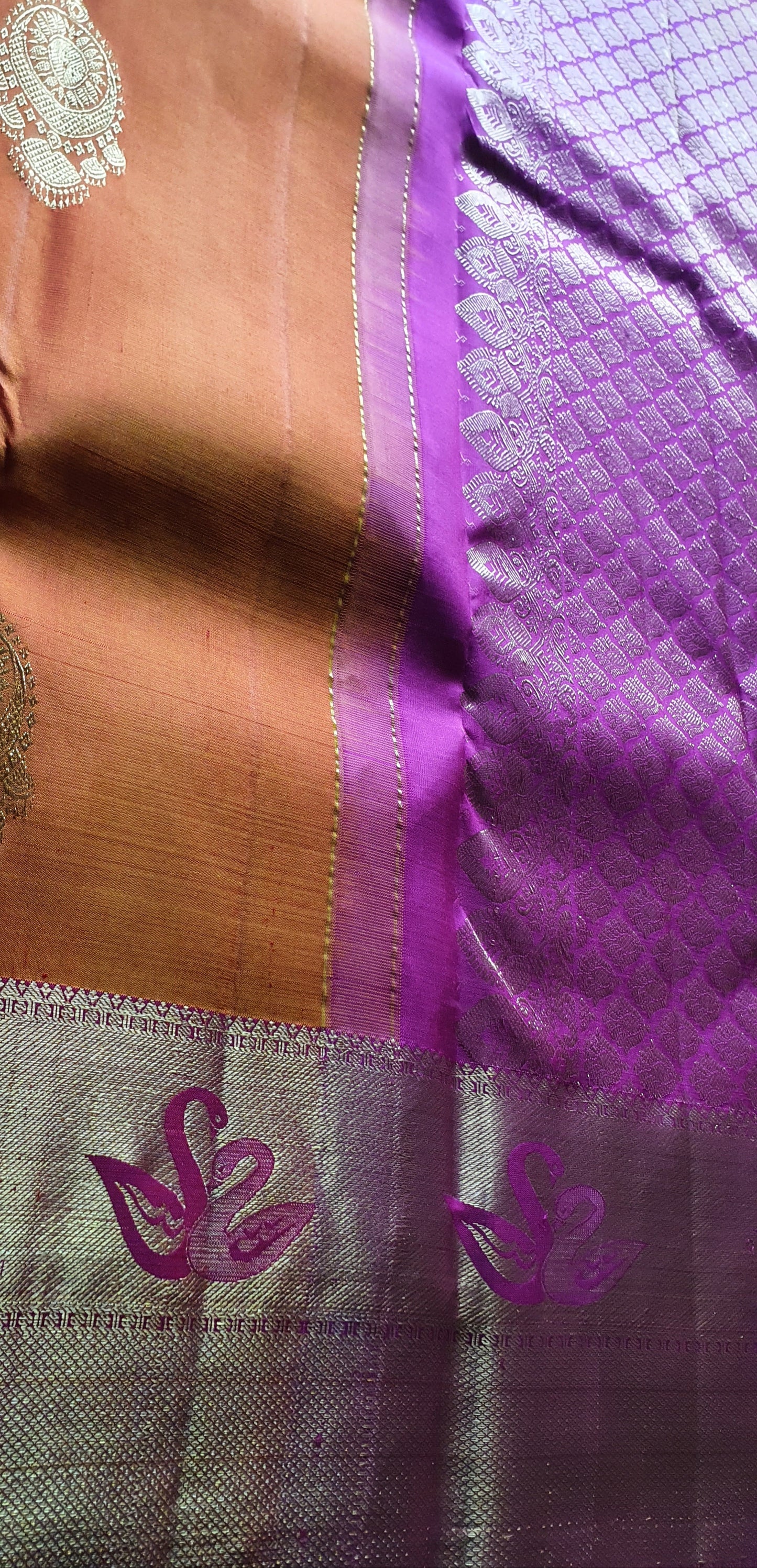ORANGE AND PINK PURE KANJIPURAM