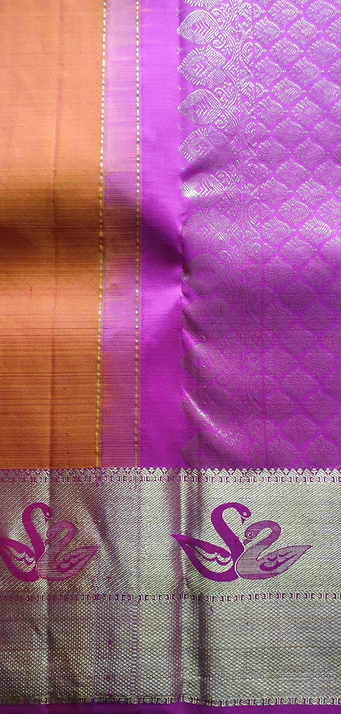 ORANGE AND PINK PURE KANJIPURAM