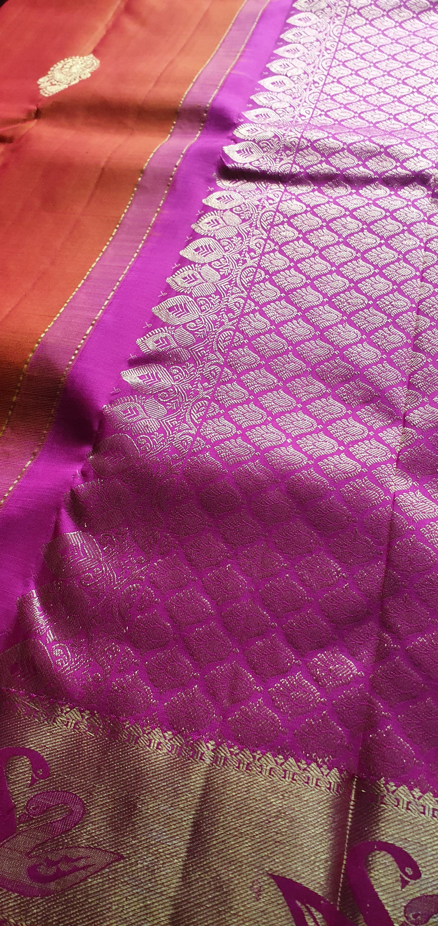 ORANGE AND PINK PURE KANJIPURAM