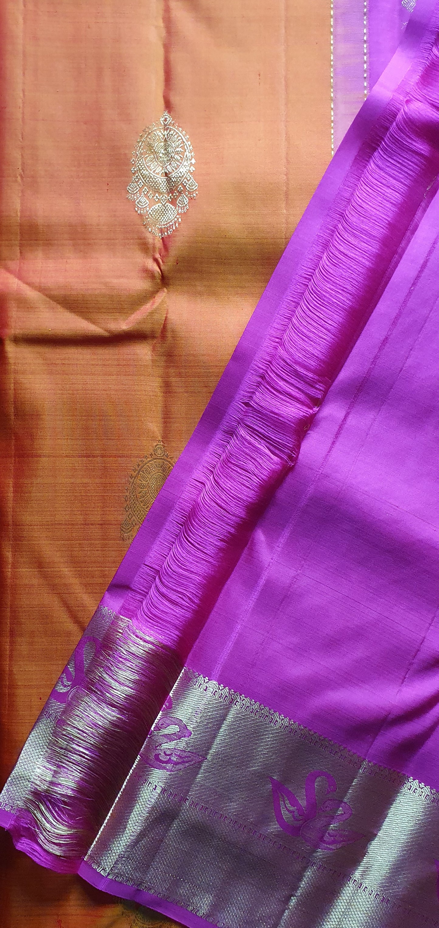 ORANGE AND PINK PURE KANJIPURAM