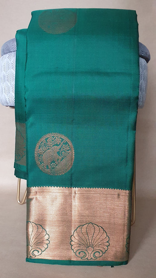 PHTHALO GREEN PURE KANJIPURAM SAREE