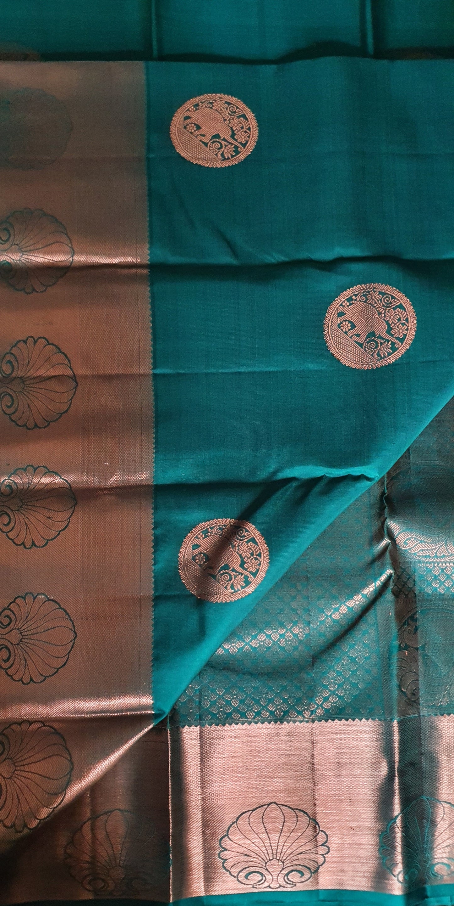 PHTHALO GREEN PURE KANJIPURAM SAREE