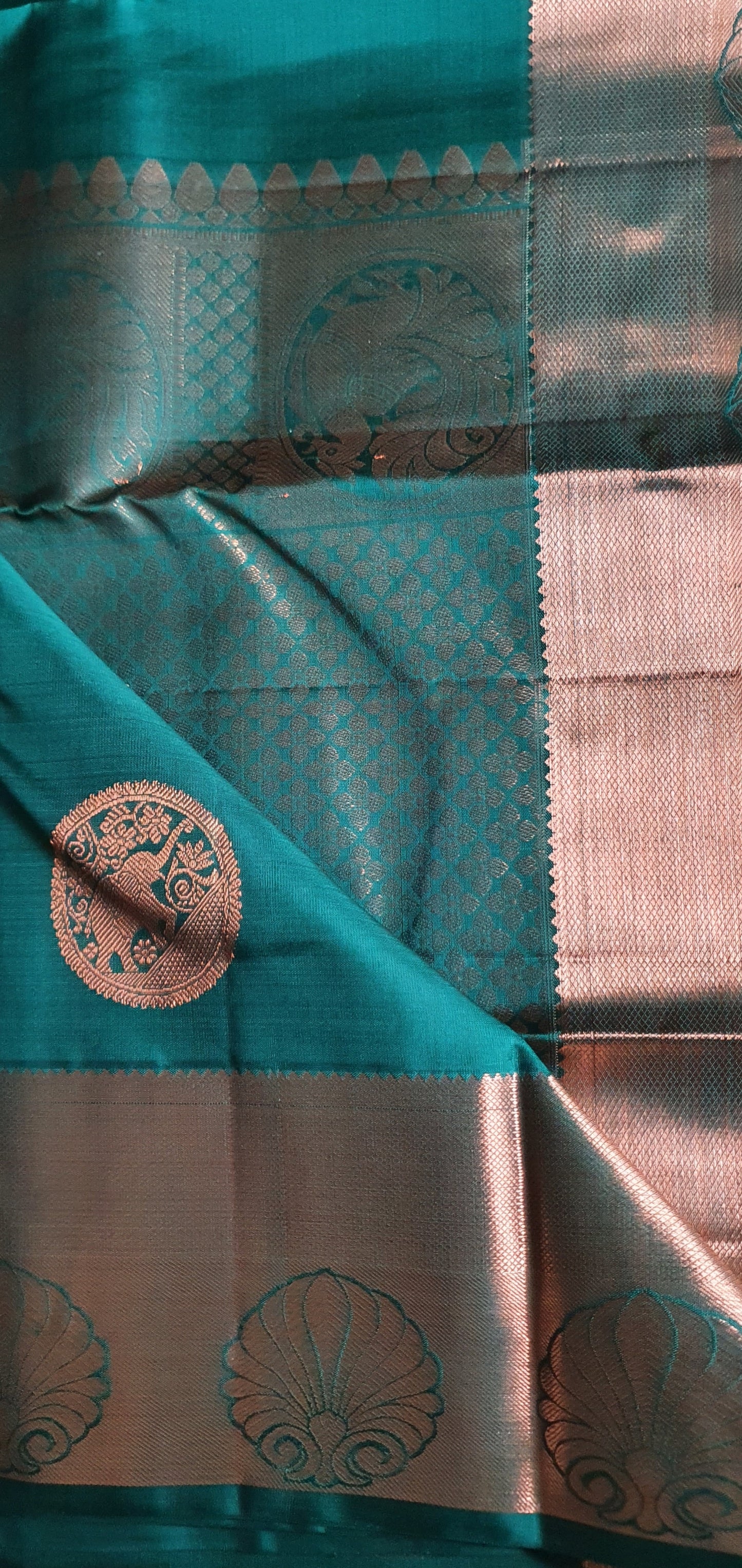 PHTHALO GREEN PURE KANJIPURAM SAREE