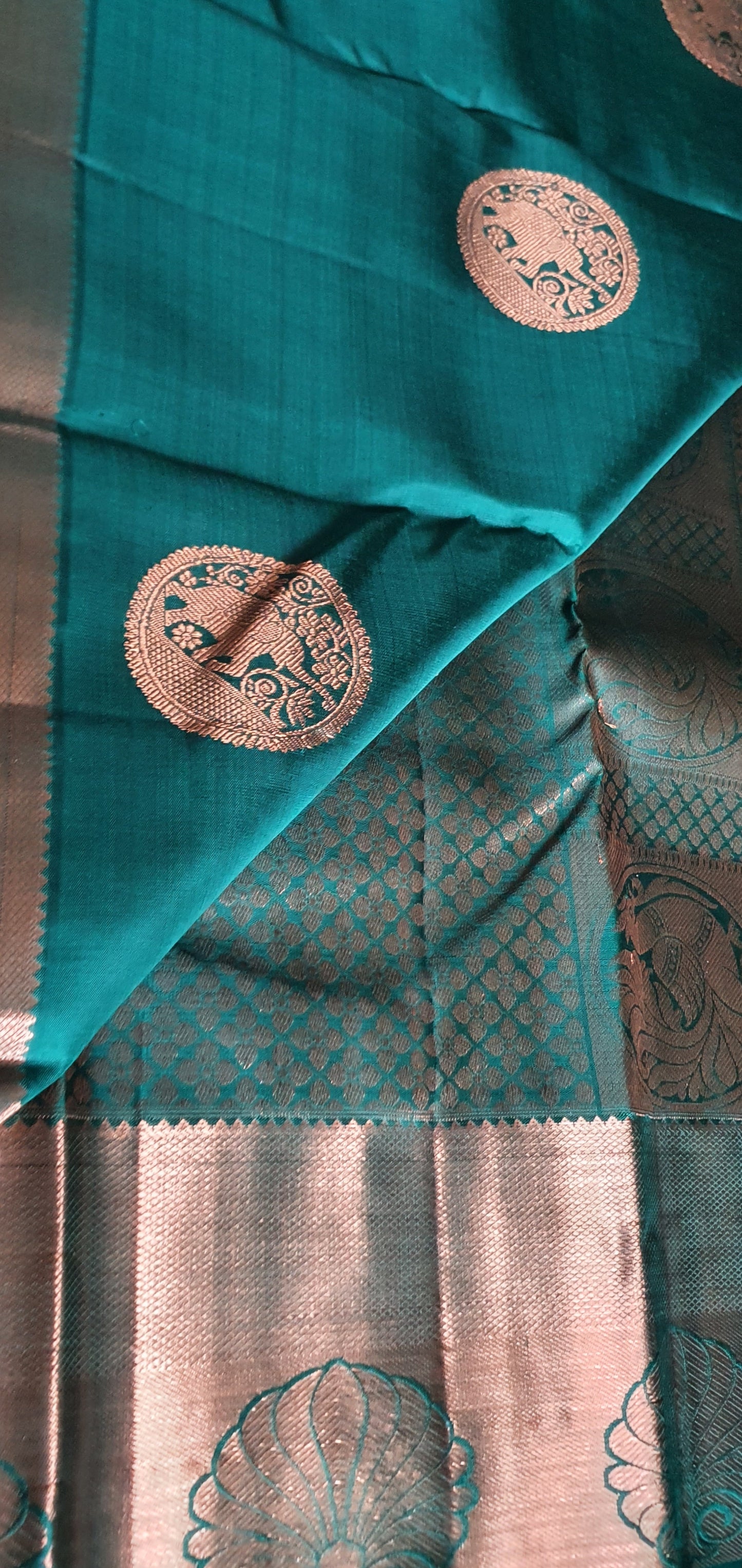 PHTHALO GREEN PURE KANJIPURAM SAREE