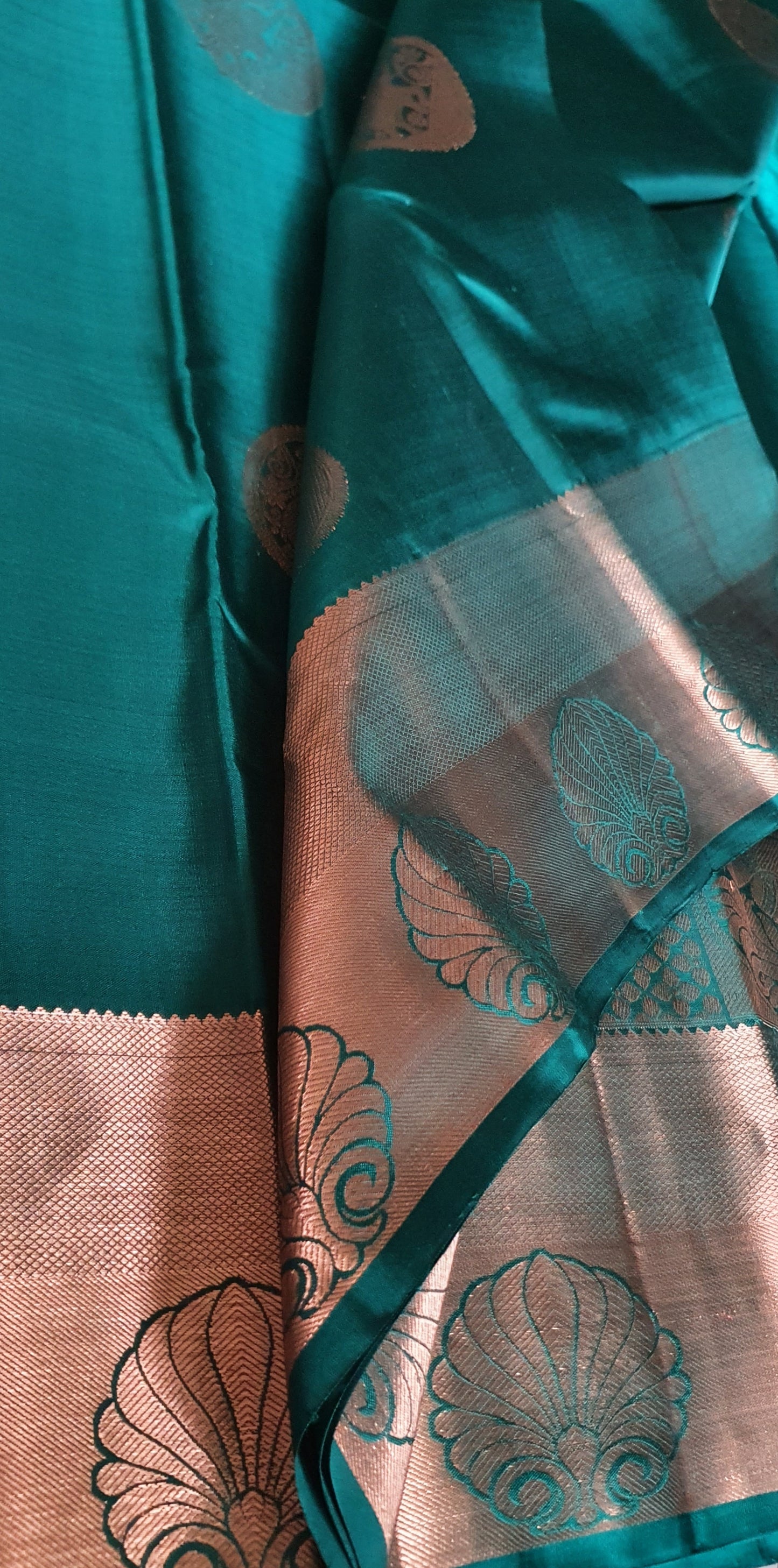 PHTHALO GREEN PURE KANJIPURAM SAREE