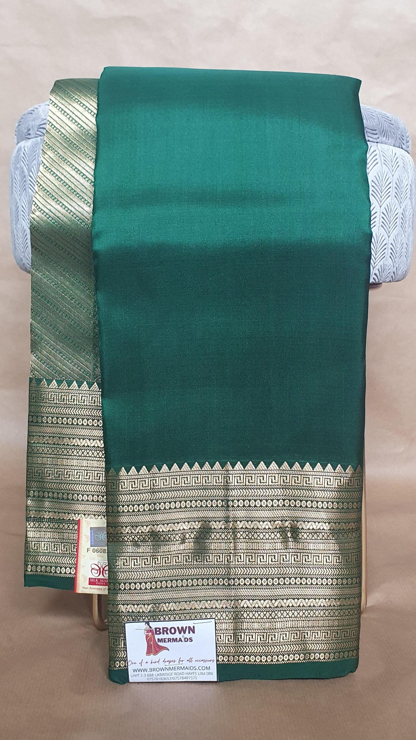 GREEN KANJIPURAM WITH GOLD ZARI BORDER