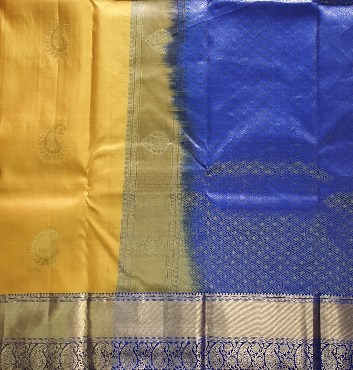 VIVID YELLOW & BLUE KANJIPURAM