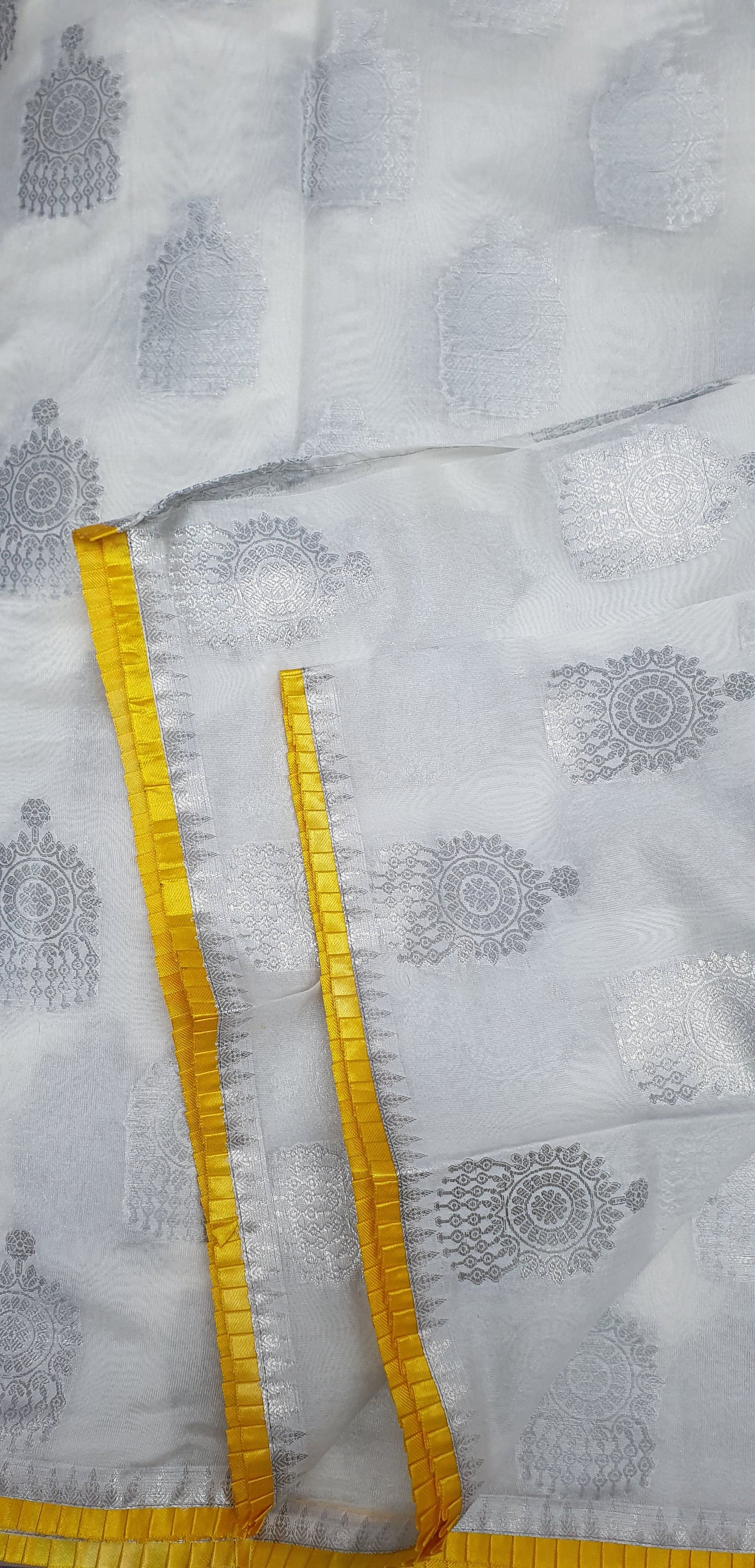 WHITE SAREE + DOUBLE BLOUSES