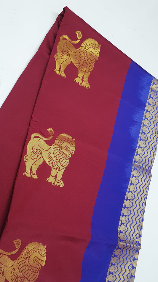 MAROON & BLUE SOFT SILK