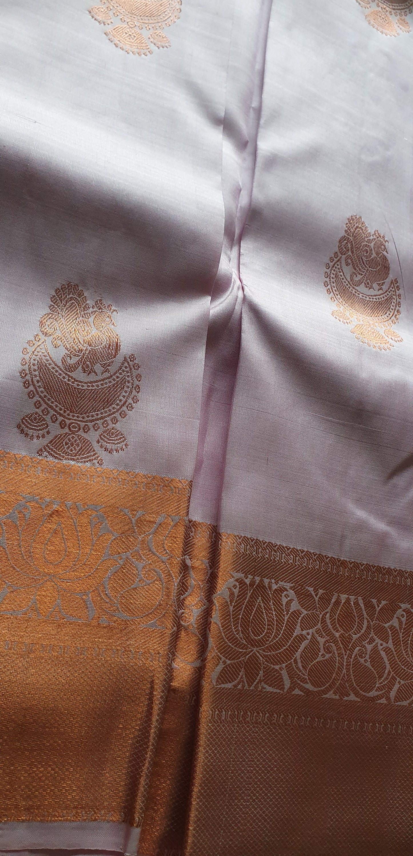 PALE PINK PURE KANJIPURAM- COPPER ZARI
