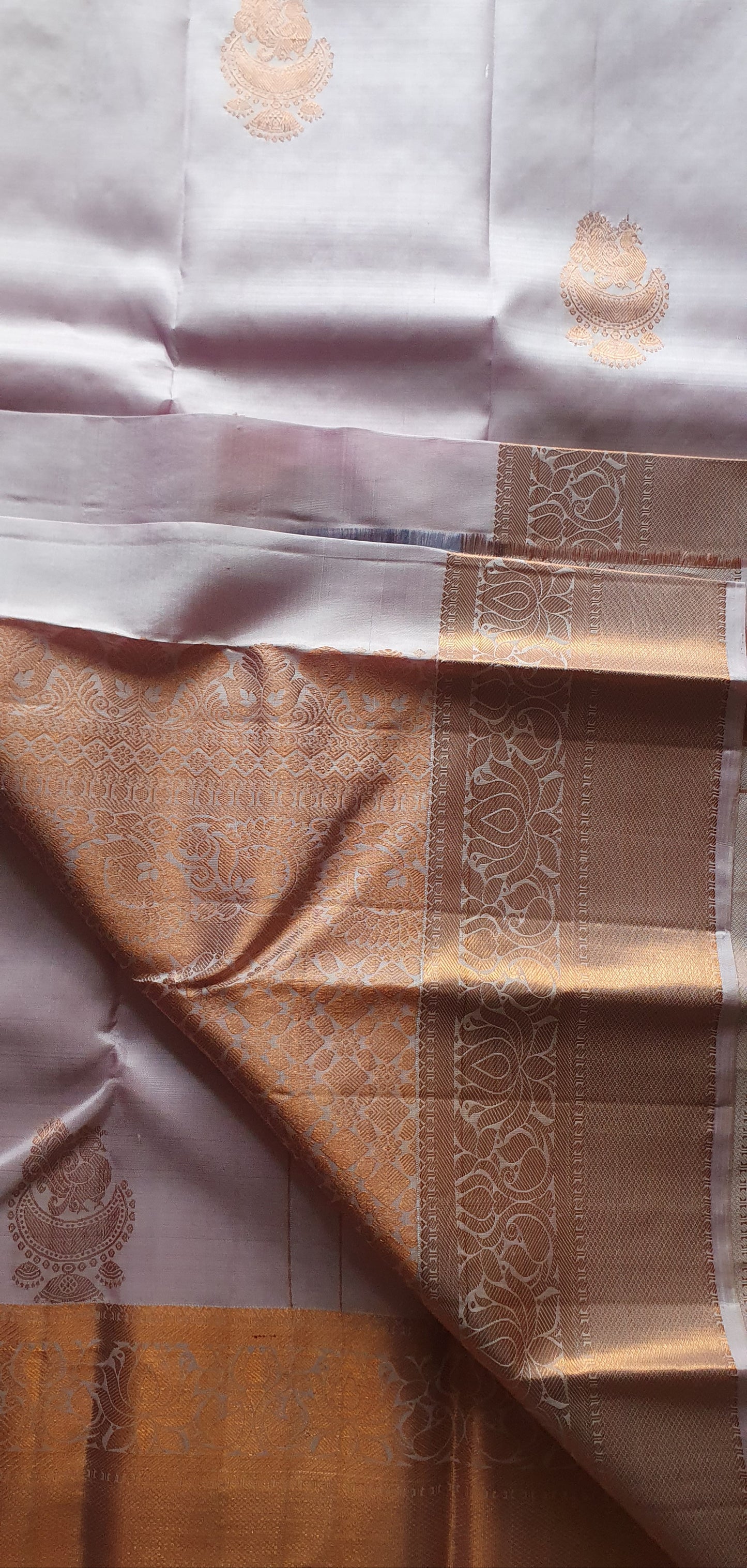 PALE PINK PURE KANJIPURAM- COPPER ZARI
