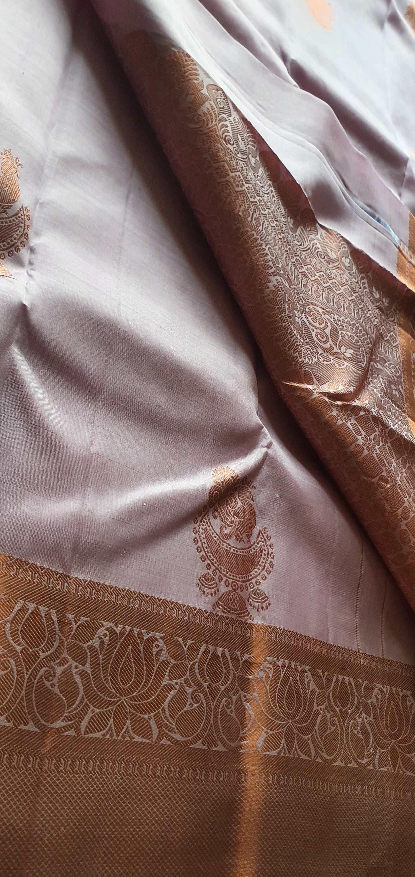PALE PINK PURE KANJIPURAM- COPPER ZARI