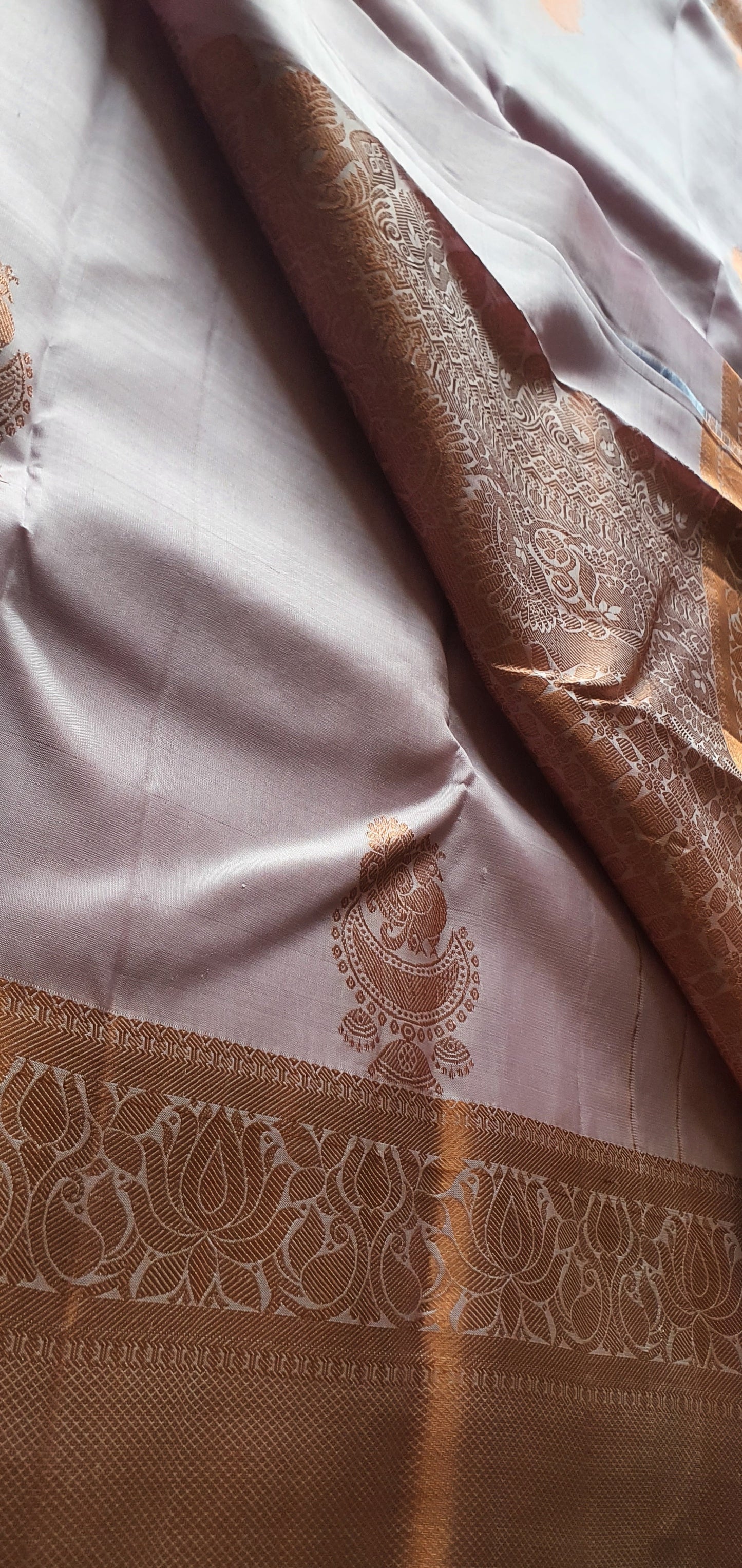 PALE PINK PURE KANJIPURAM- COPPER ZARI
