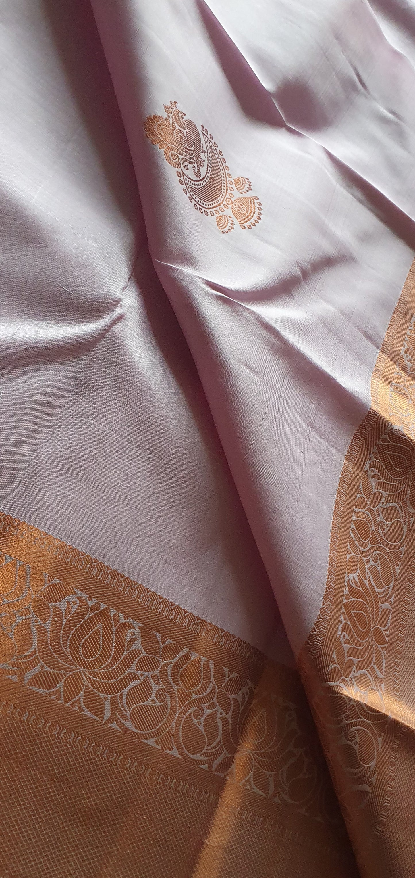 PALE PINK PURE KANJIPURAM- COPPER ZARI