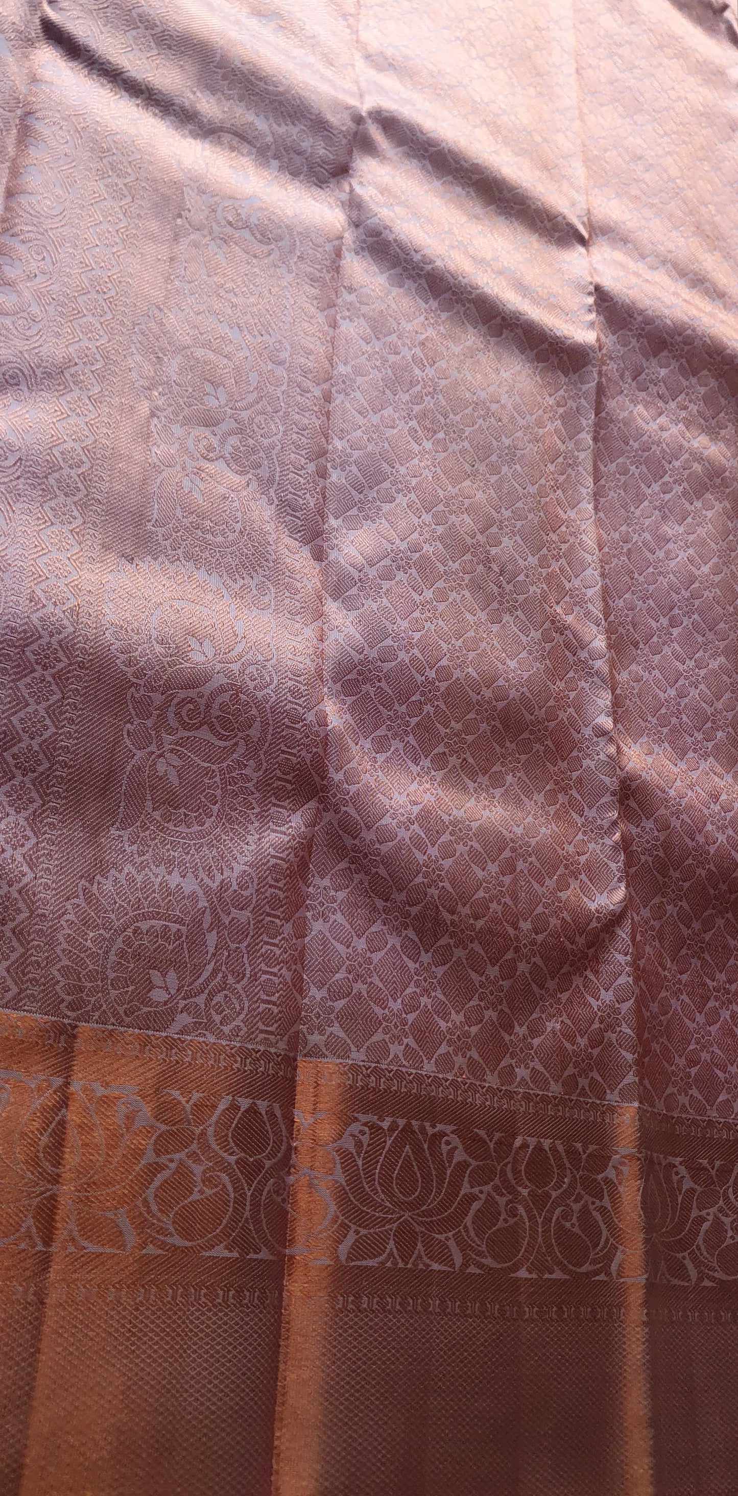 PALE PINK PURE KANJIPURAM- COPPER ZARI