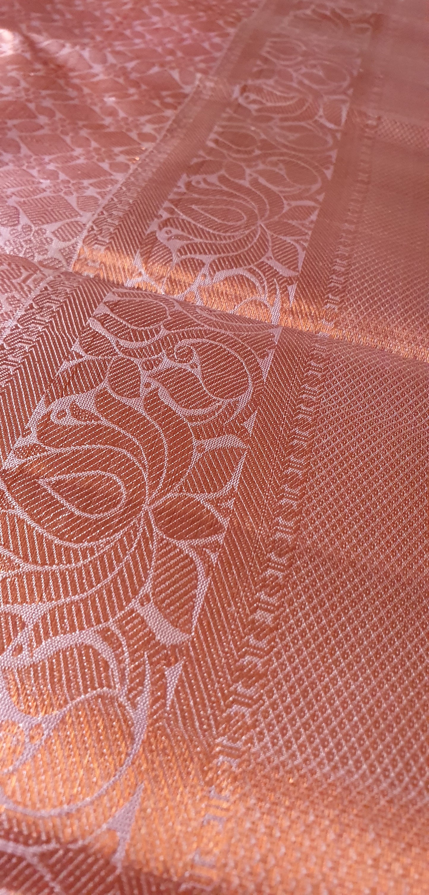 PALE PINK PURE KANJIPURAM- COPPER ZARI