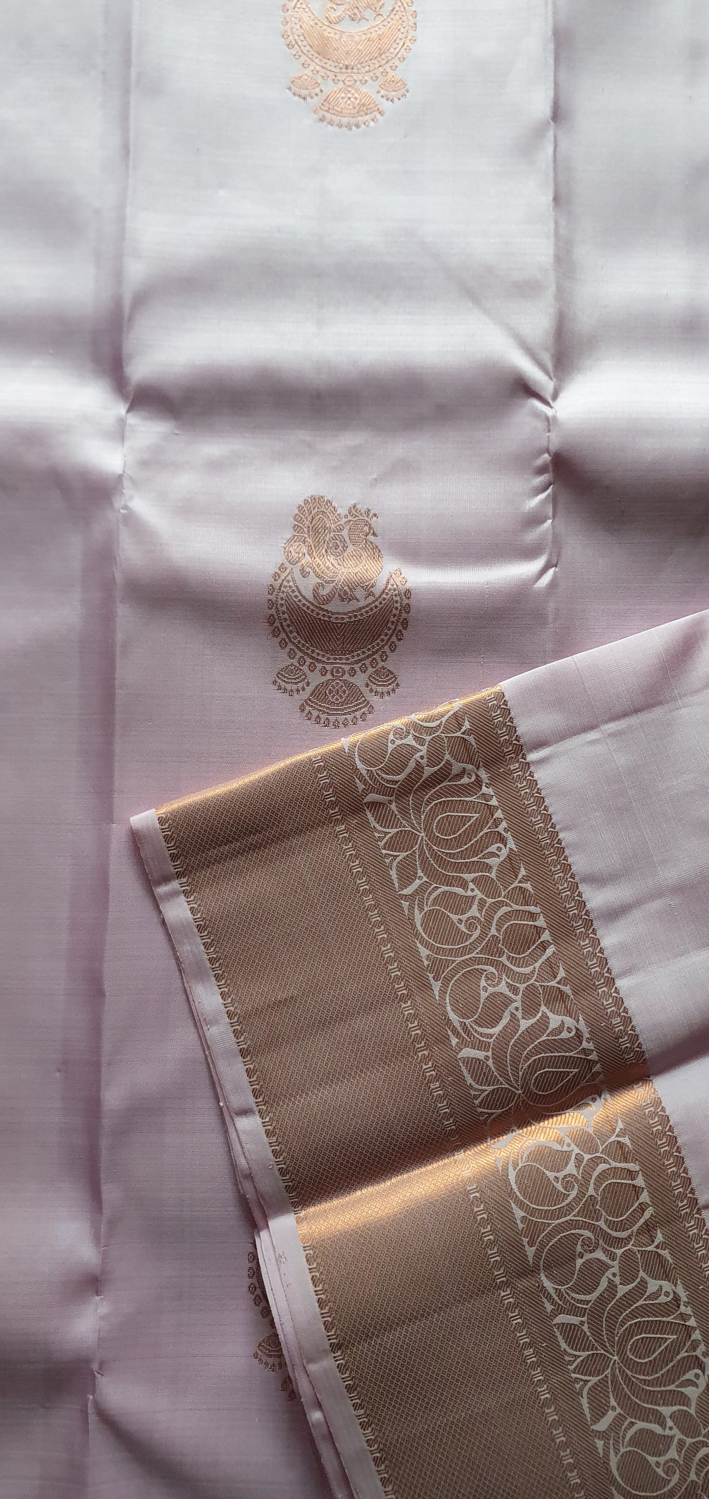 PALE PINK PURE KANJIPURAM- COPPER ZARI