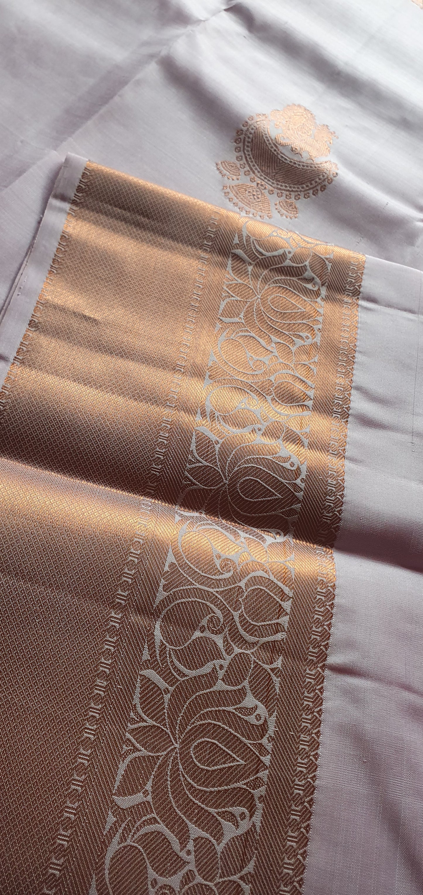 PALE PINK PURE KANJIPURAM- COPPER ZARI