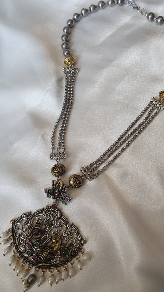 SILVER PEACOCK PENDANT