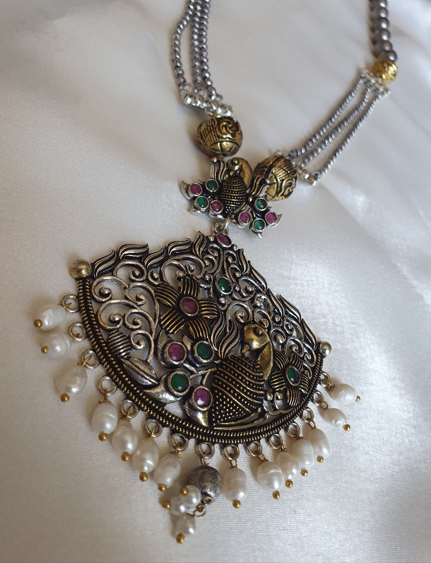 SILVER PEACOCK PENDANT