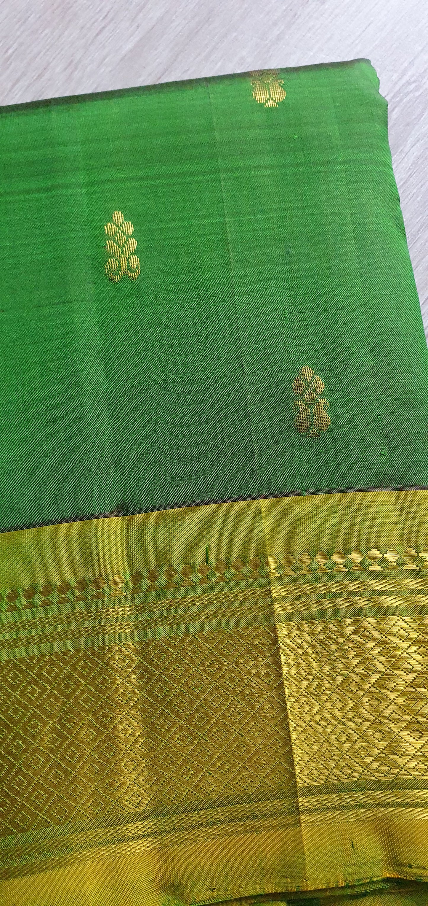 GREEN KANJIPURAM WITH SMALL MOTIFS