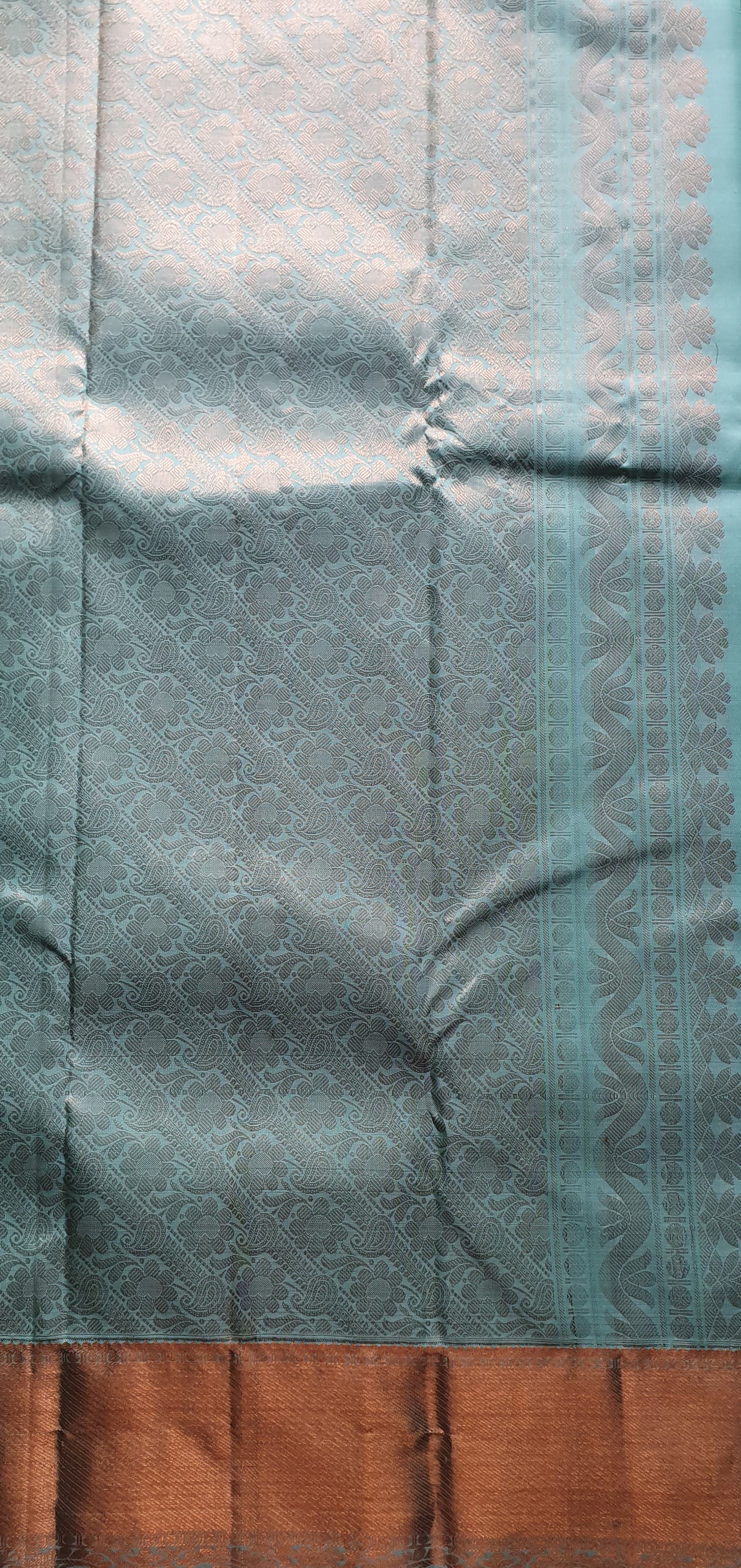 CADET BLUE WITH COPPER ZARI BORDER