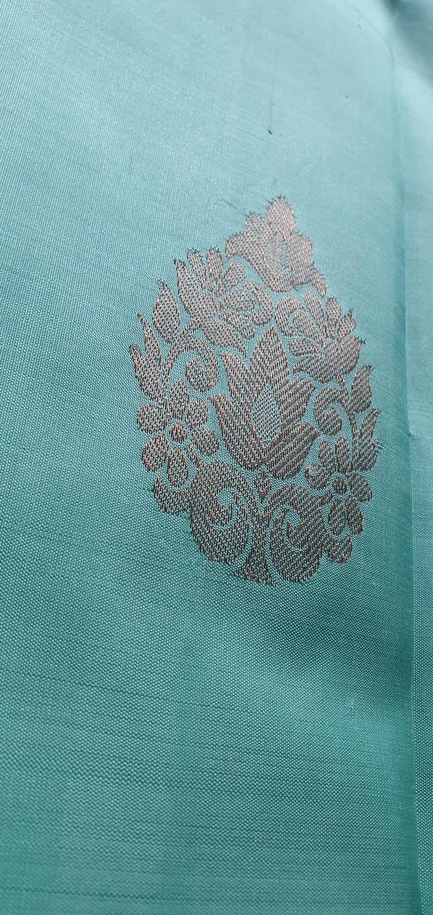 CADET BLUE WITH COPPER ZARI BORDER