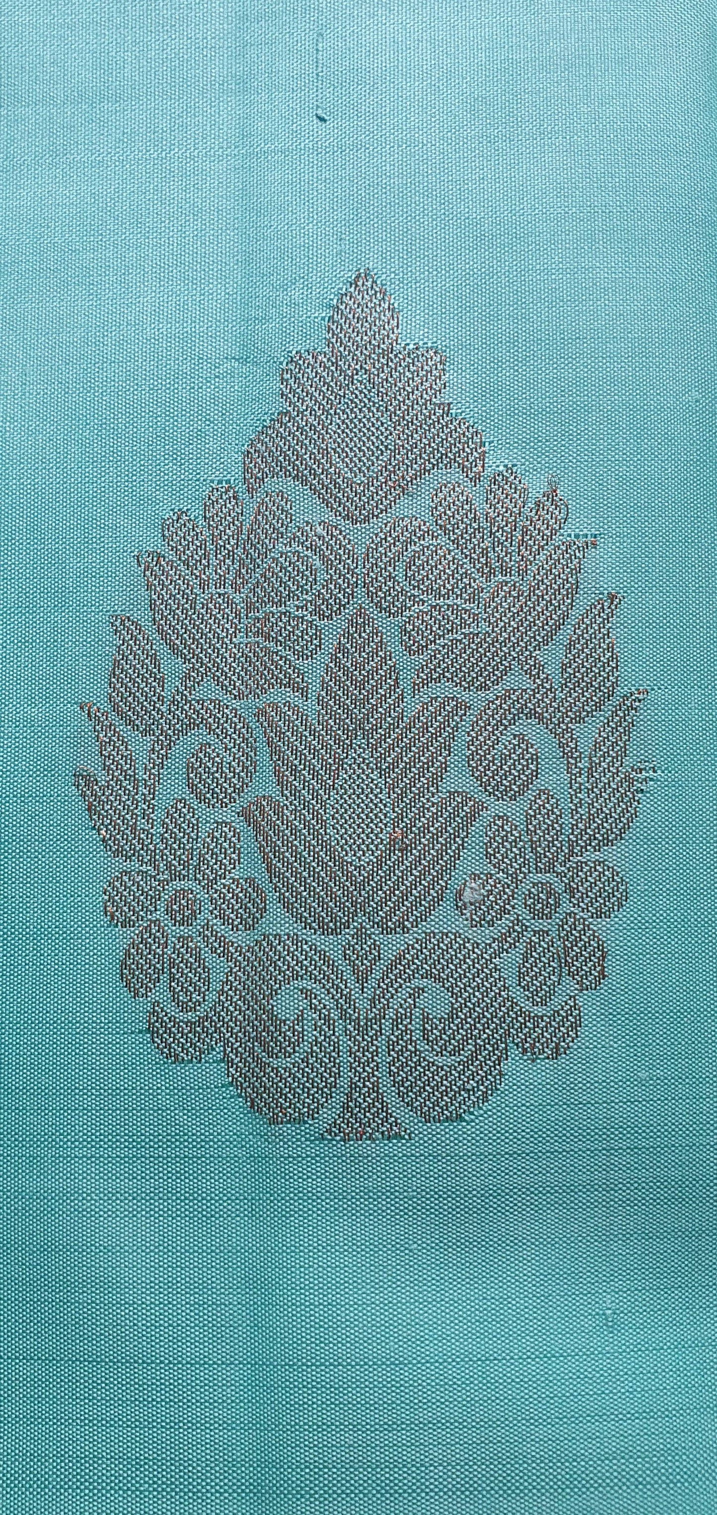 CADET BLUE WITH COPPER ZARI BORDER