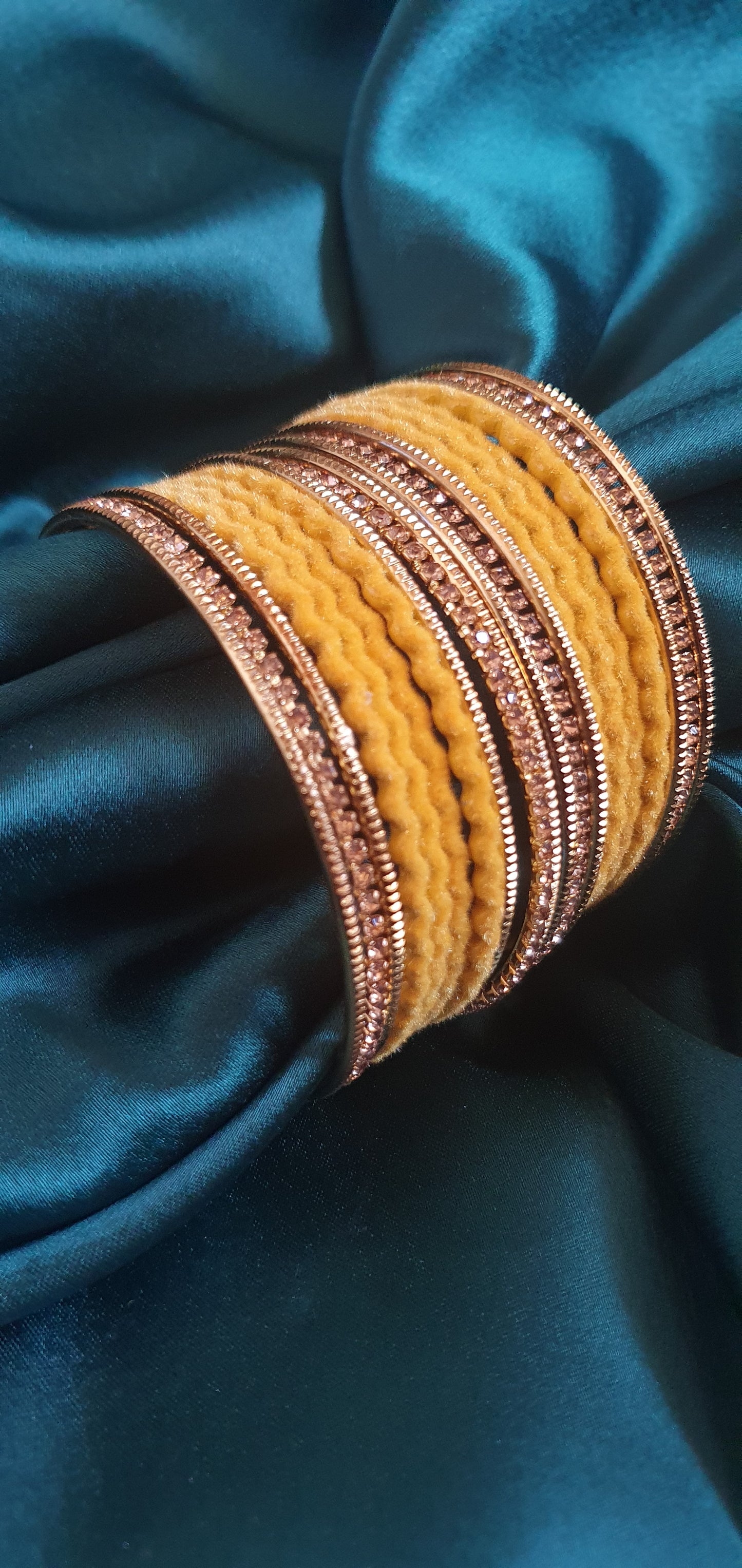 YELLOW VELVET BANGLE SET