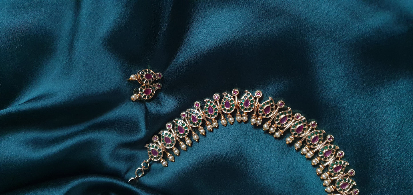 A.D. STONE GREEN & PINK CHOCKER SET