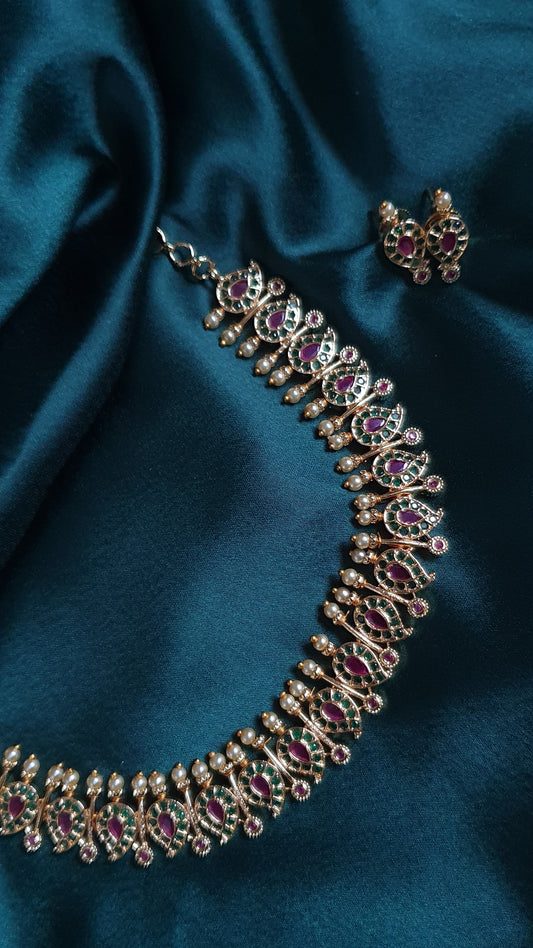 A.D. STONE GREEN & PINK CHOCKER SET