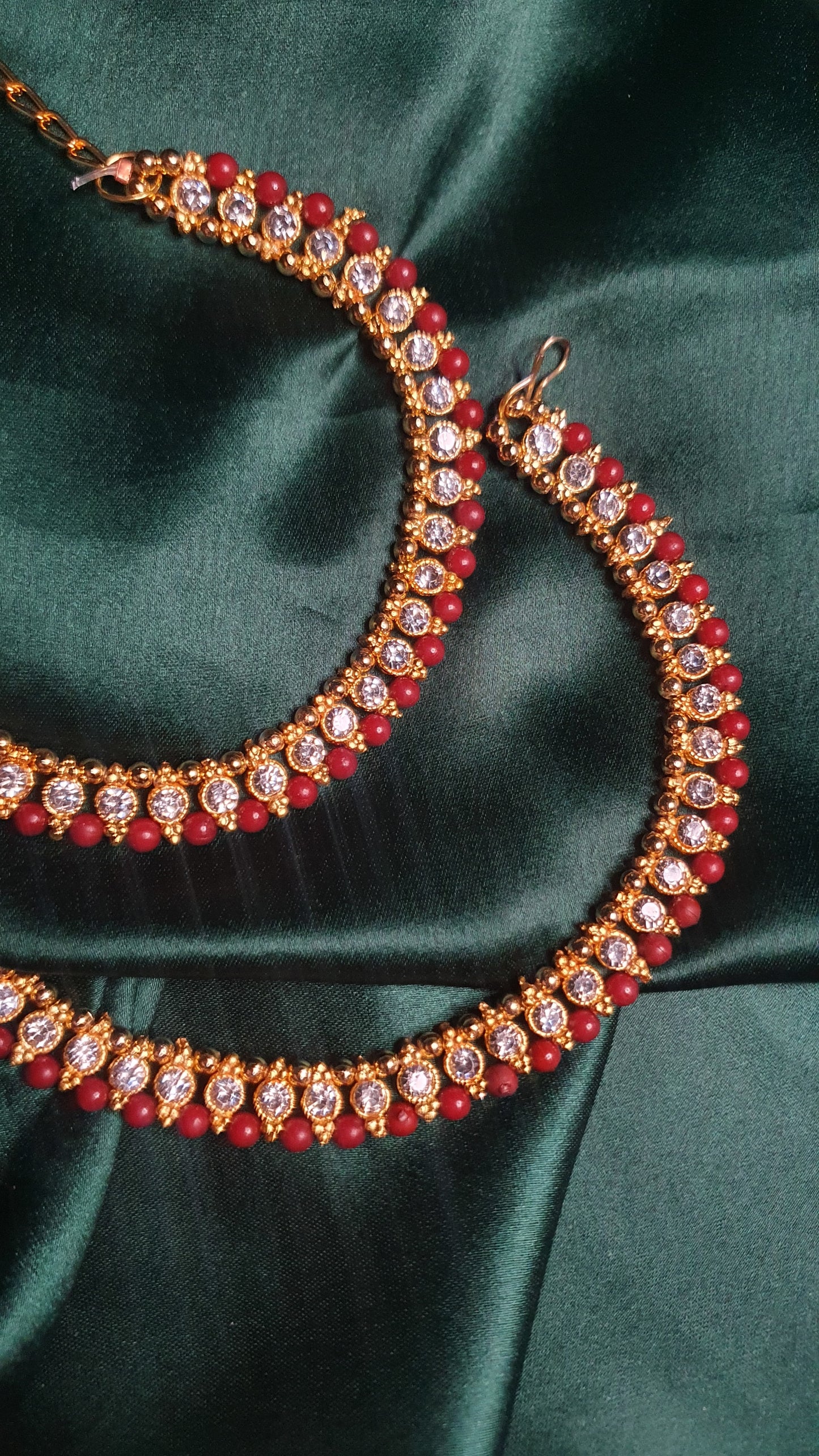 GOLD & RED PEARL ANKLETS