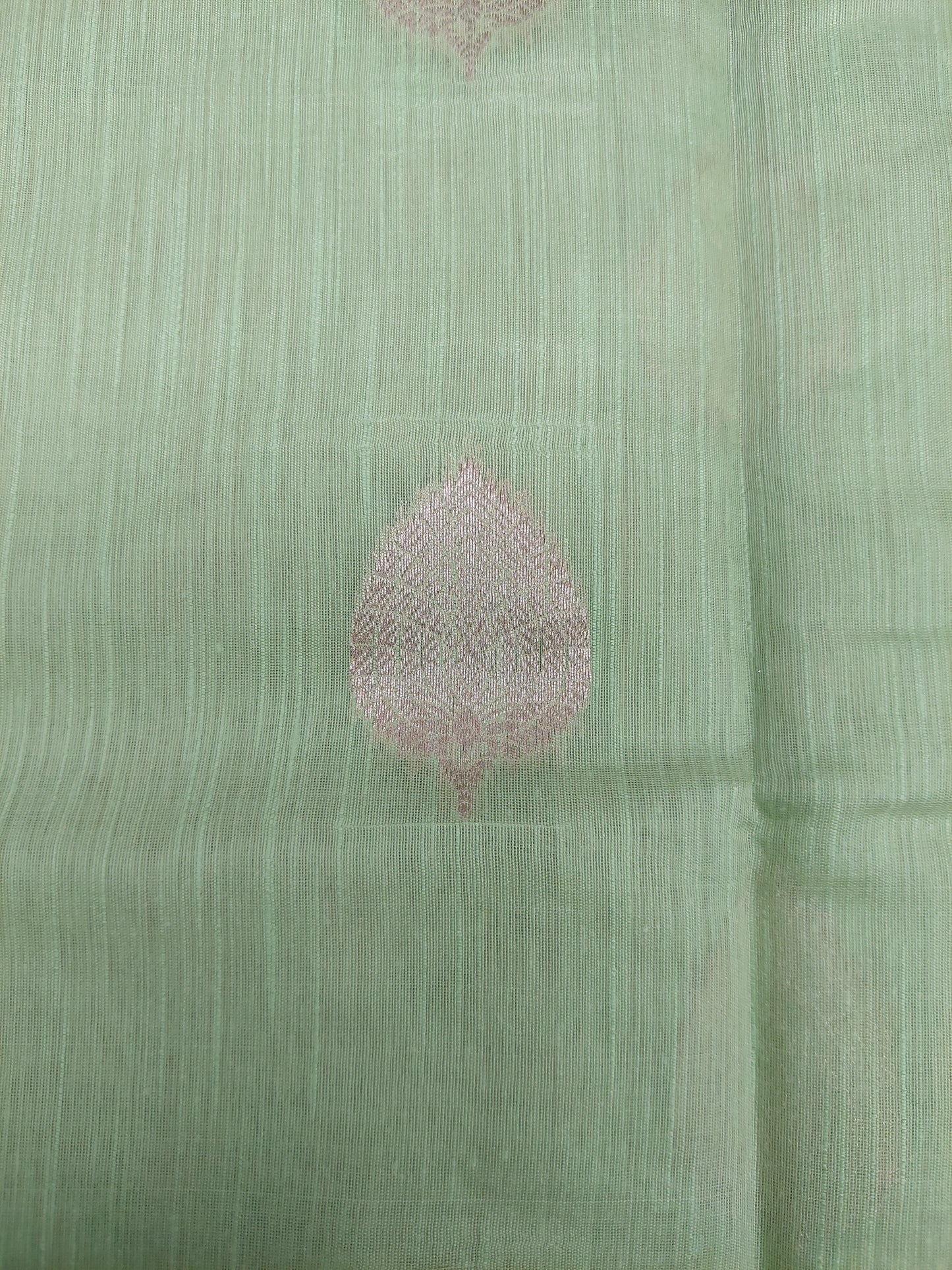 MINT GREEN COTTON SAREE WITH BRONZE EMBROIDERY