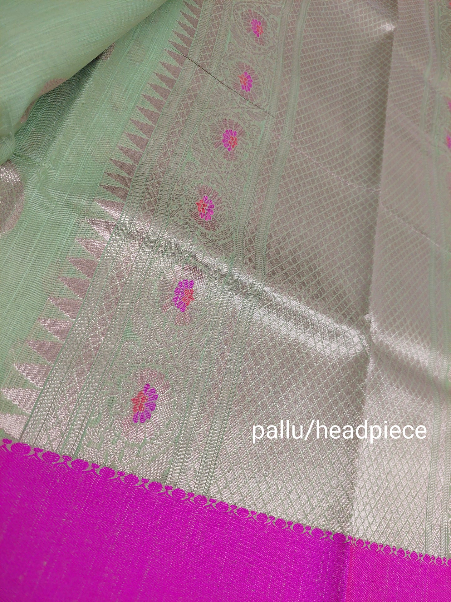 MINT GREEN COTTON SAREE WITH BRONZE EMBROIDERY