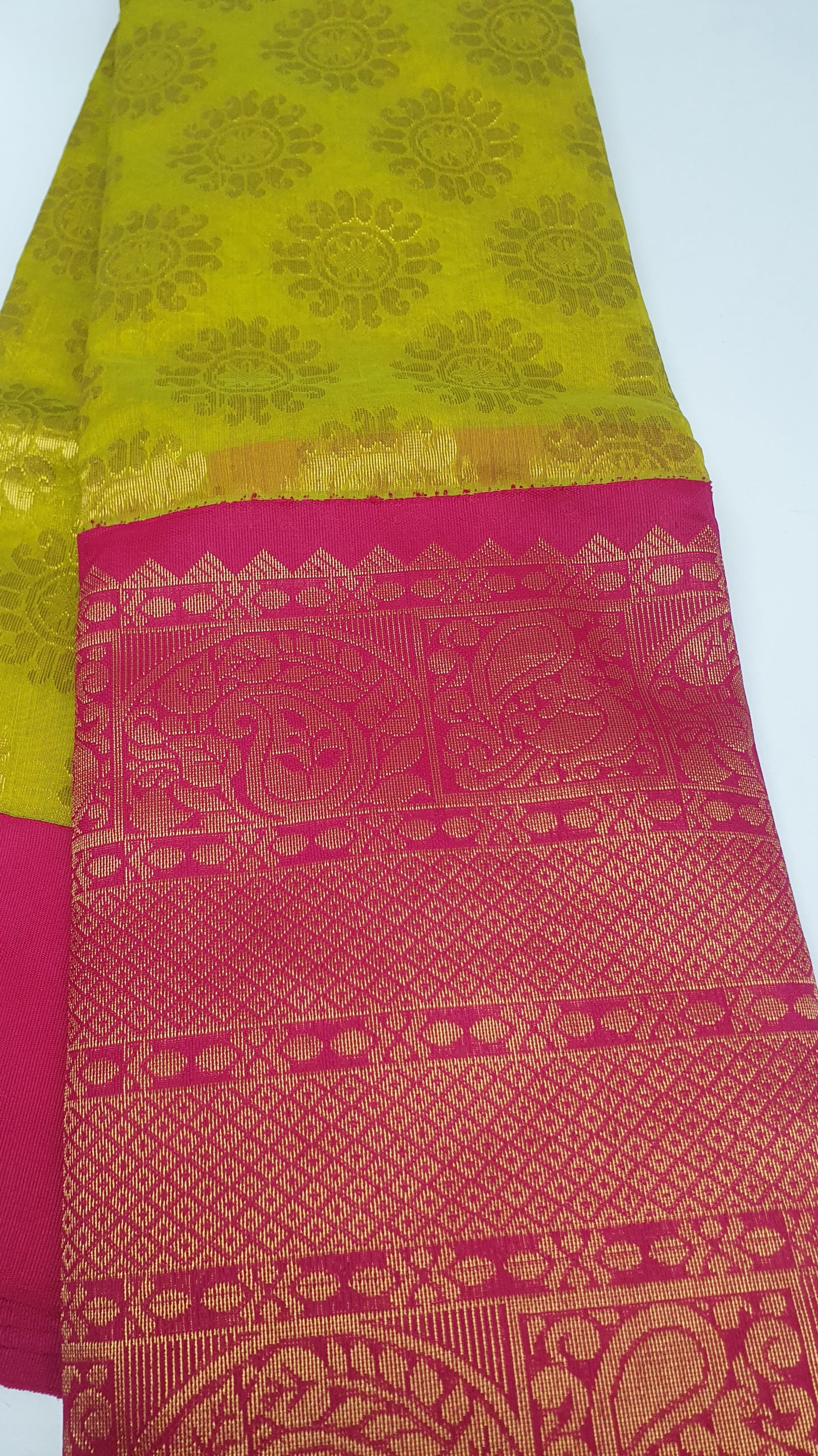 PARROT GREEN & PINK SAREE