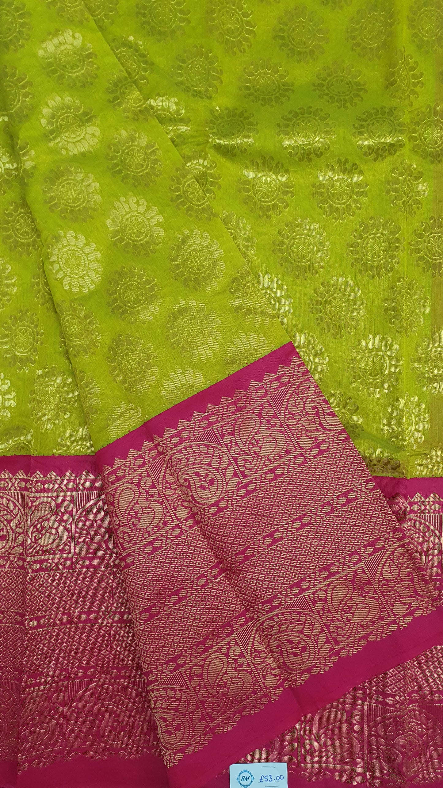 PARROT GREEN & PINK SAREE