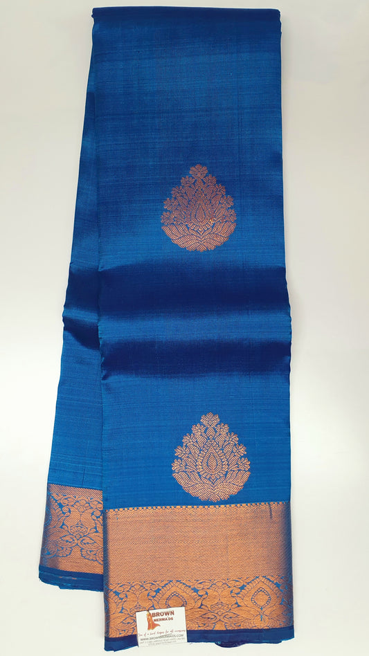 BLUE KANJIPURAM WITH COPPER ZARI