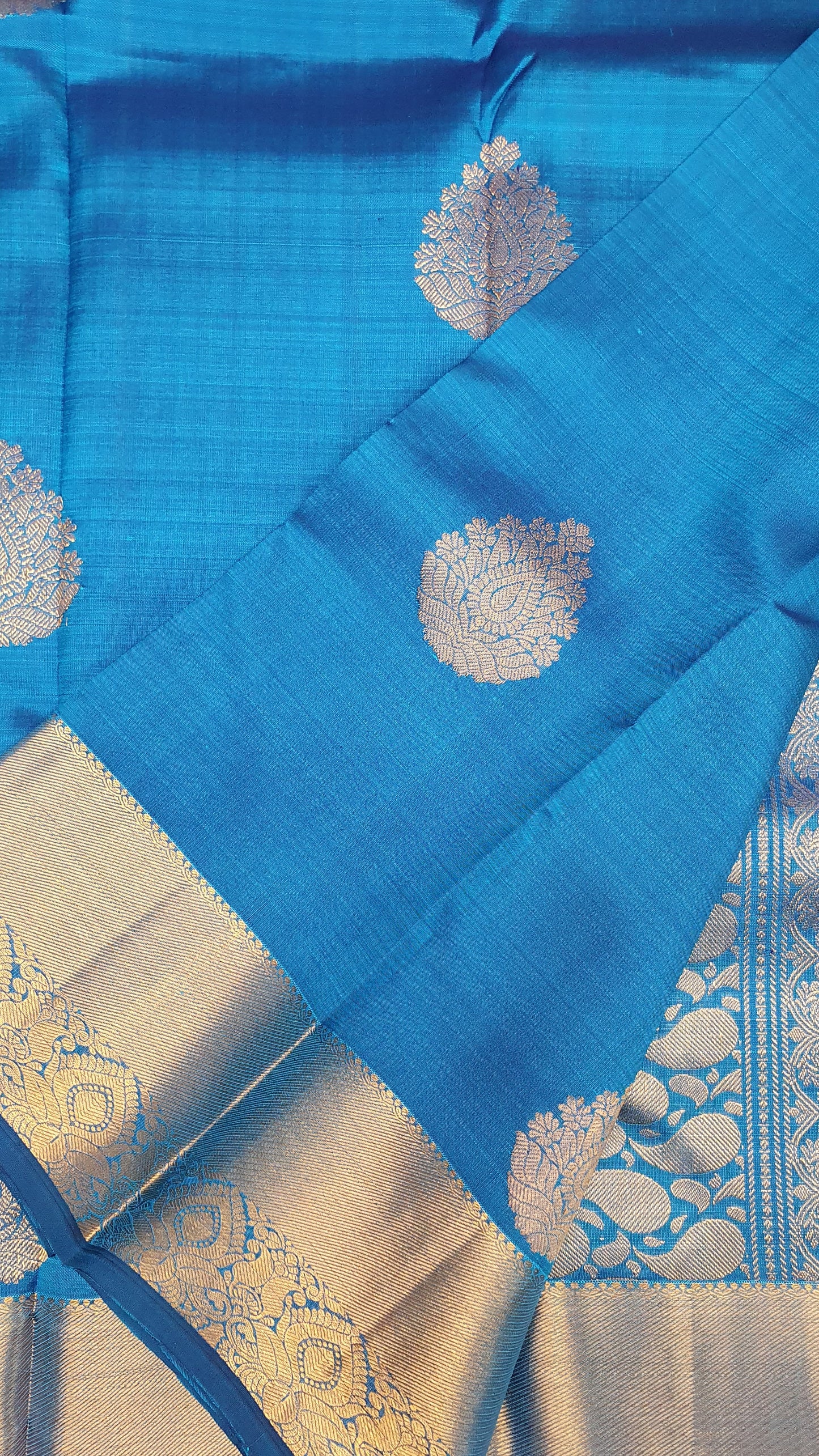 BLUE KANJIPURAM WITH COPPER ZARI