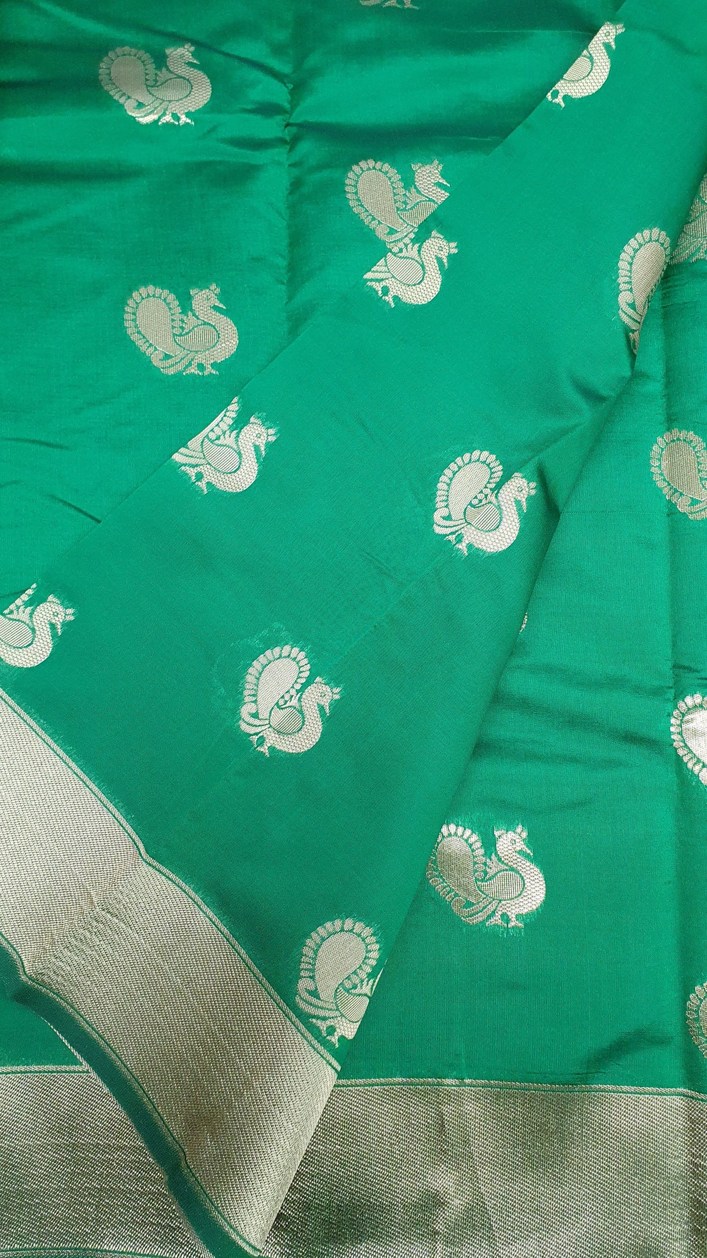 GREEN PEACOCK SILK COTTON