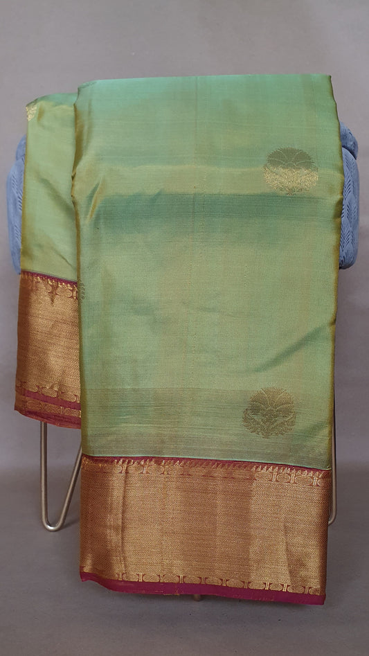 PARROT GREEN & MAROON KANJIPURAM