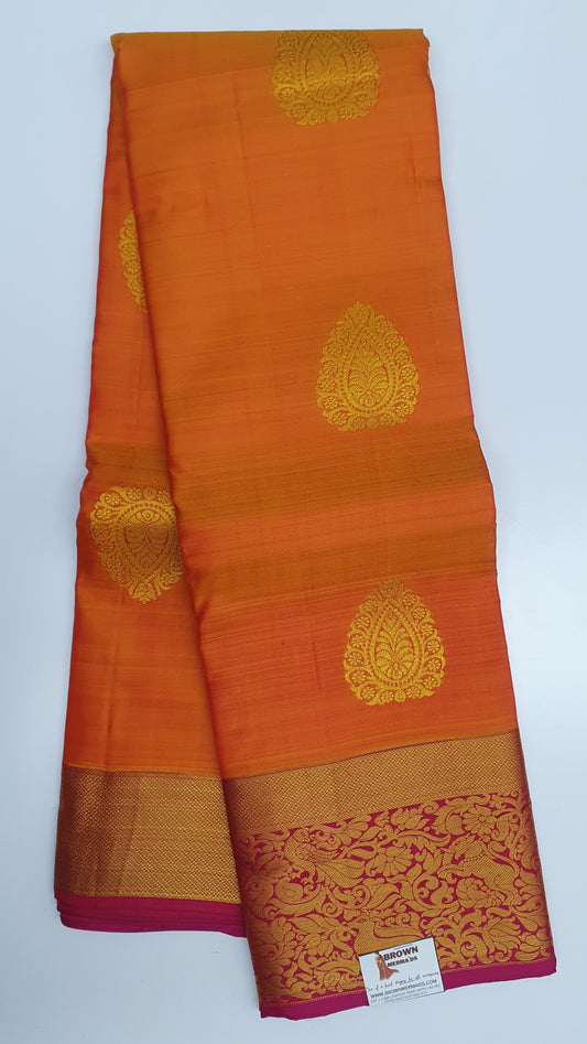 ORANGE & PINK PURE KANJIPURAM SILK SAREE