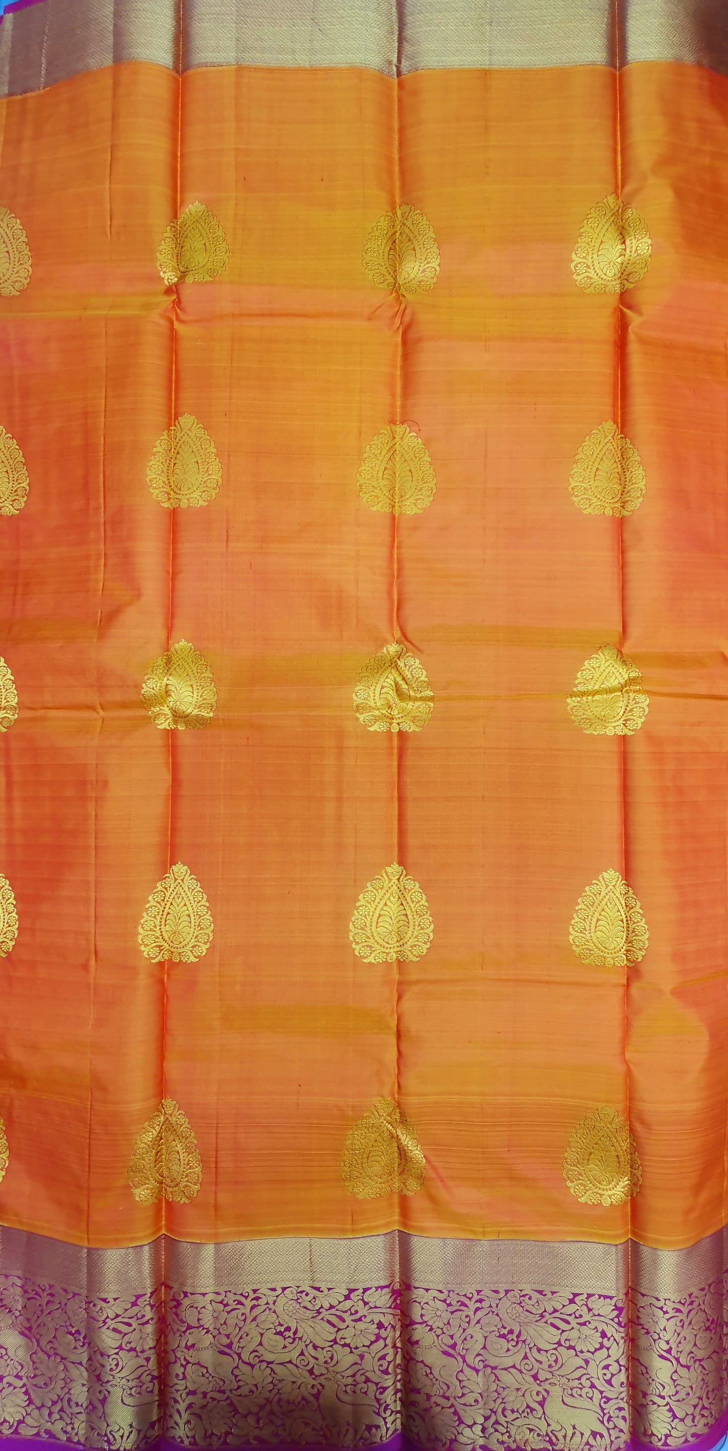 ORANGE & PINK PURE KANJIPURAM SILK SAREE