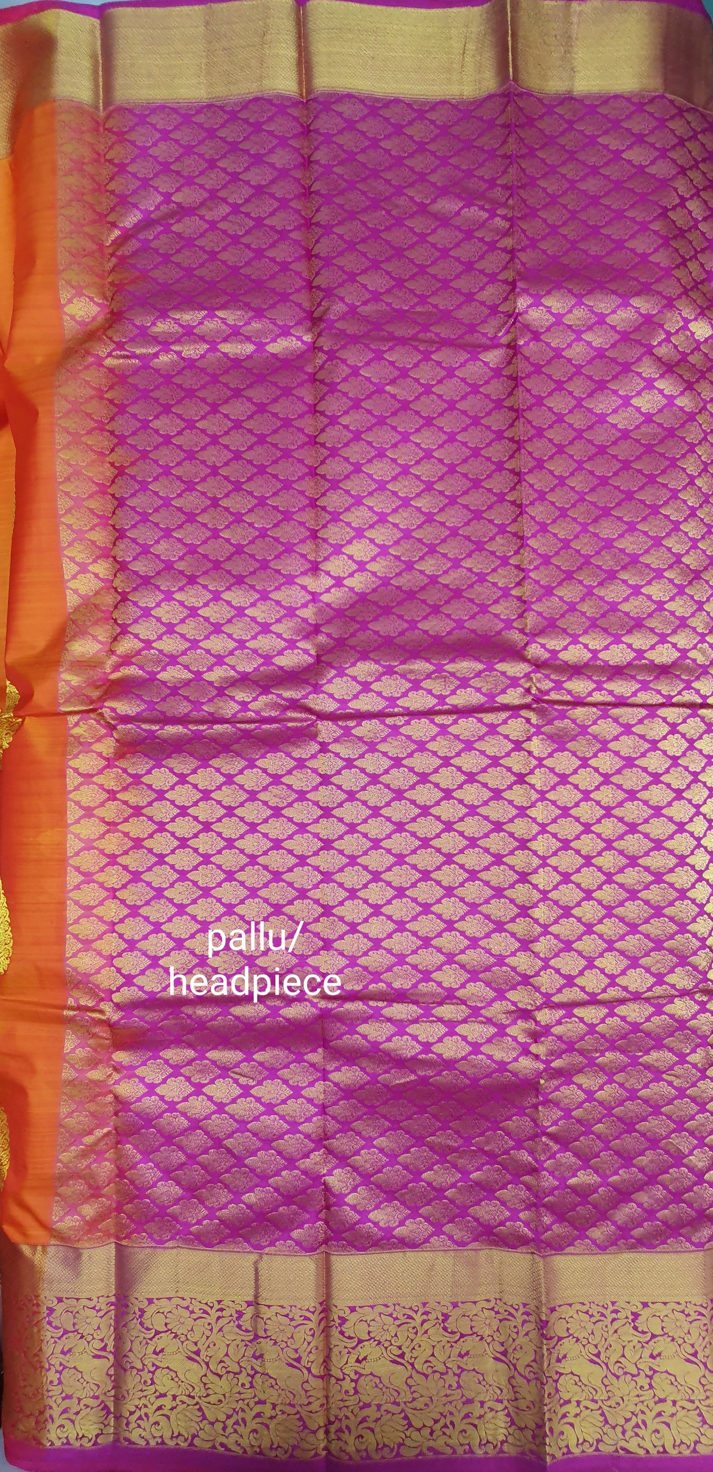 ORANGE & PINK PURE KANJIPURAM SILK SAREE