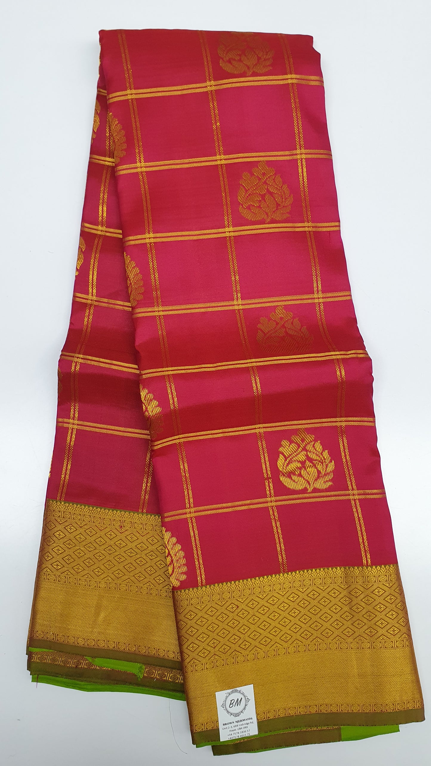 PINK CHECKERED KANJIPURAM & GREEN