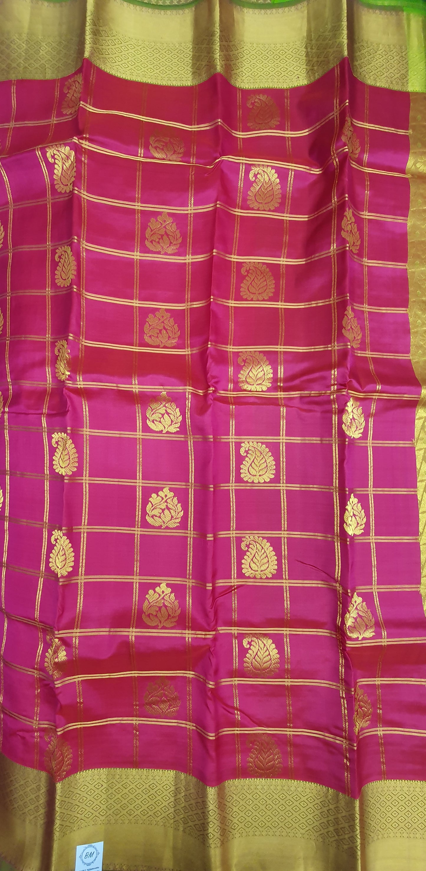 PINK CHECKERED KANJIPURAM & GREEN