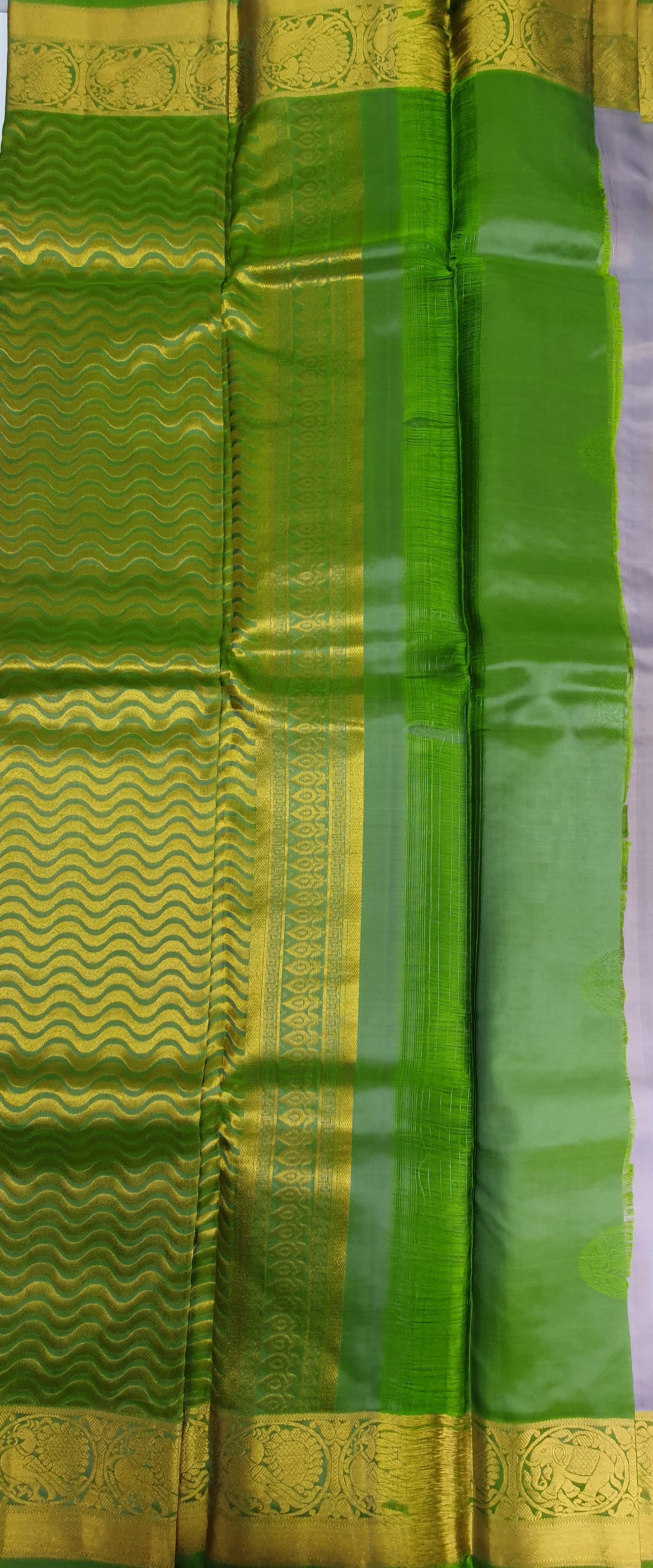 PINK SWAN & GREEN KANJIPURAM