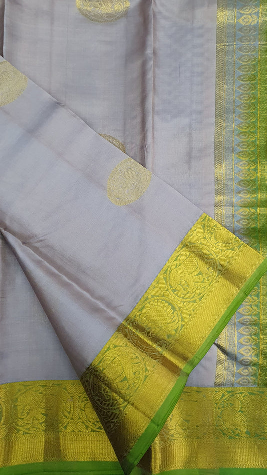 PINK SWAN & GREEN KANJIPURAM