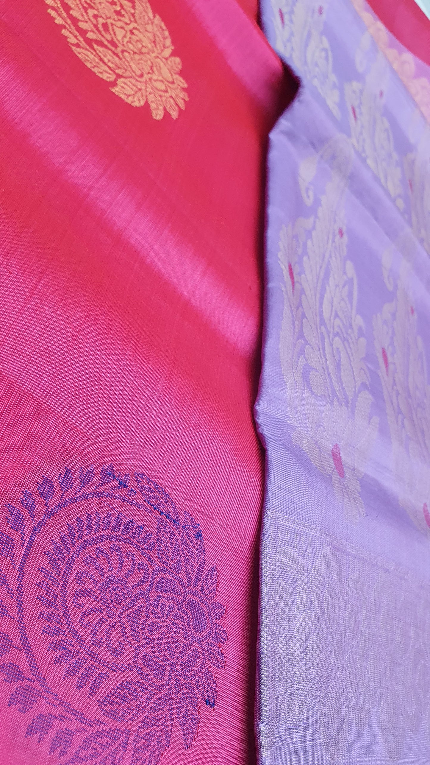 HOT PINK & LILAC KANJIPURAM SOFT SILK