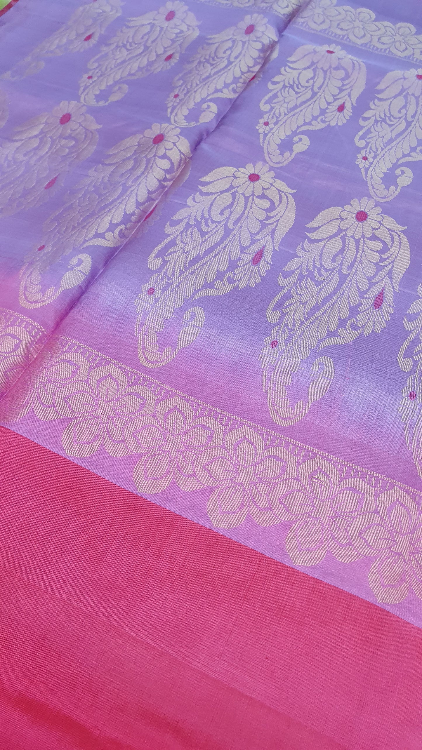 HOT PINK & LILAC KANJIPURAM SOFT SILK